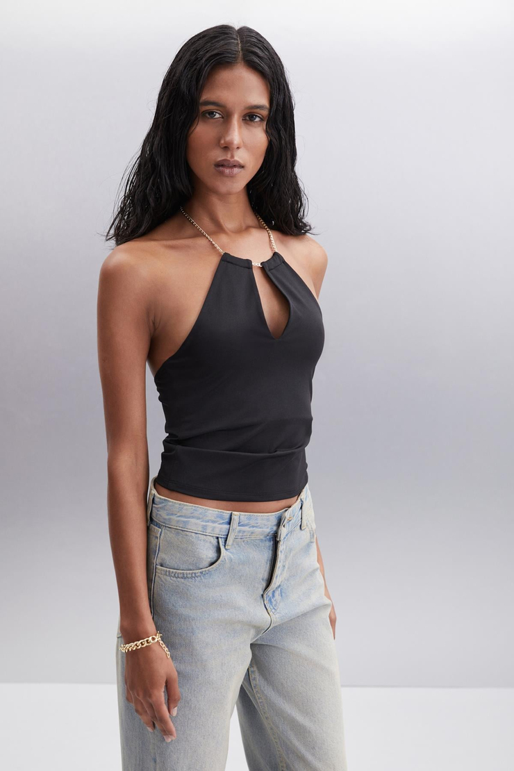 ONDINE  Slim Siyah Tekli Bluz