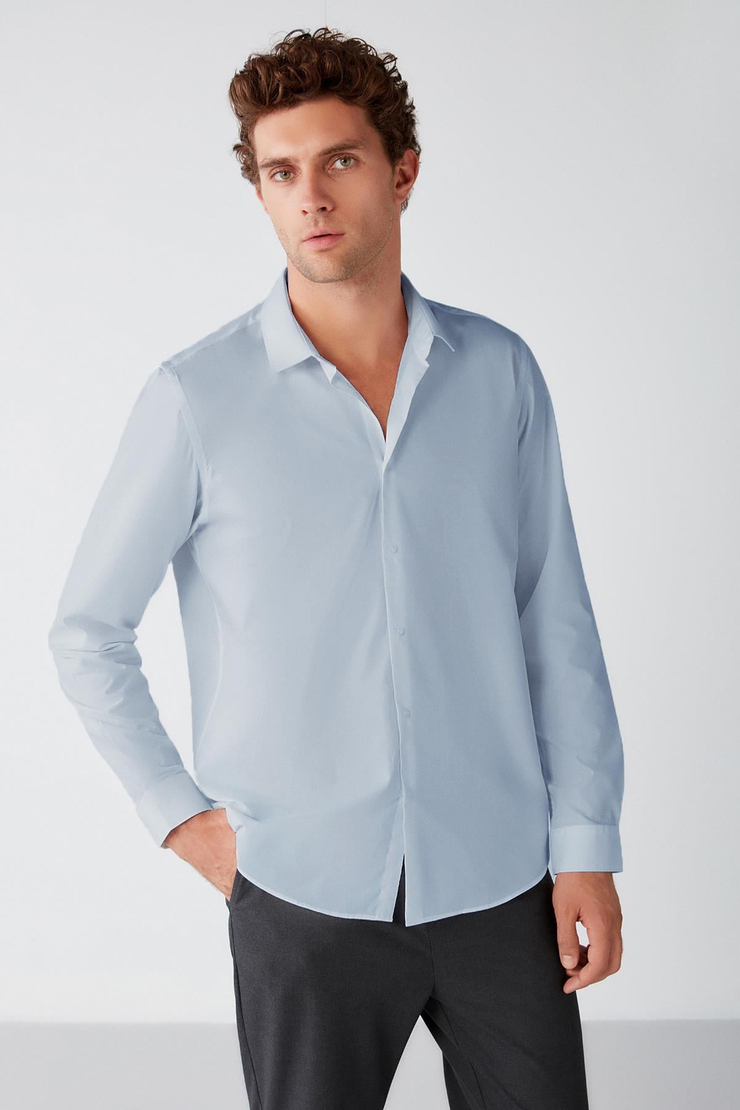 ONYX Basic Slim Mavi  Gömlek