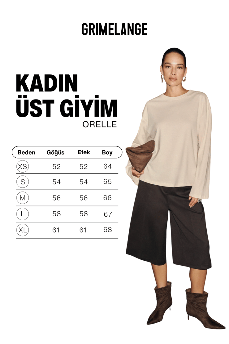 ORELLE Kadın Organik Pamuklu Uzun Kollu Bej Bluz