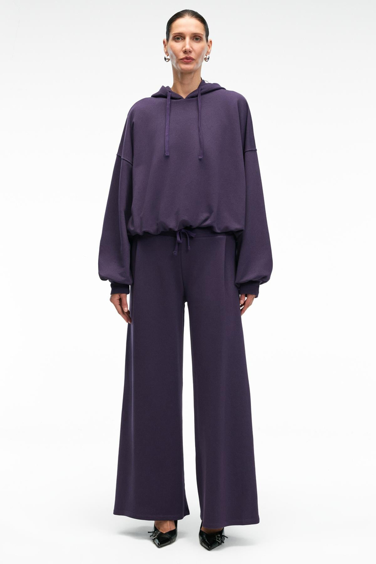 ORMIRA Kadın Oversize Fit Yanları Cepli Lastikli Bel Mor Eşofman Altı