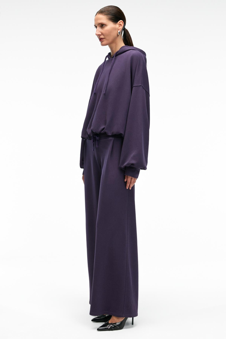 ORMIRA Kadın Oversize Fit Yanları Cepli Lastikli Bel Mor Eşofman Altı