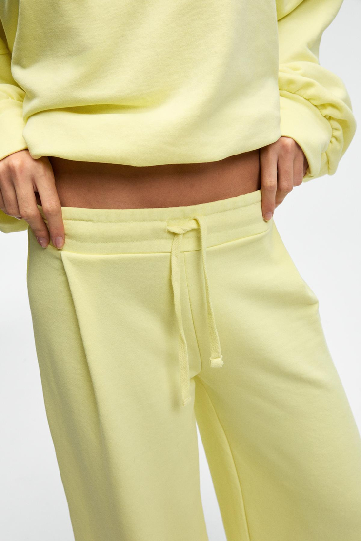 ORMIRA Kadın Oversize Fit Yanları Cepli Lastikli Bel Sarı Eşofman Altı