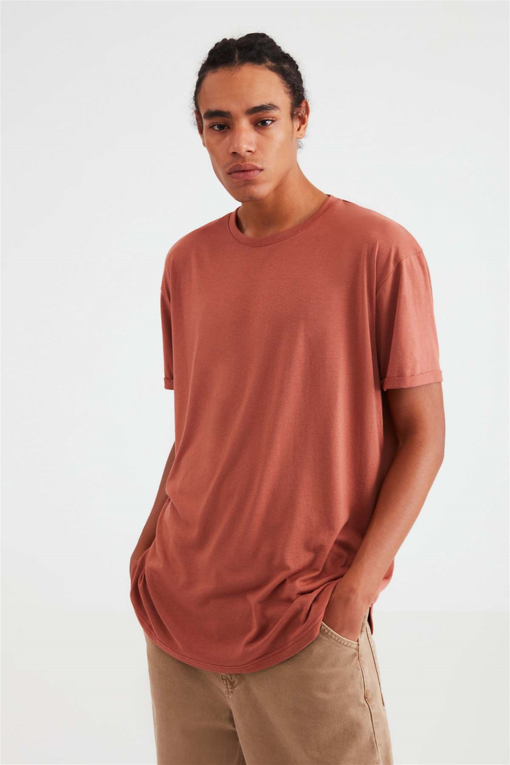 OSCAR Örme Comfort Fit Kiremit Rengi  T-Shirt