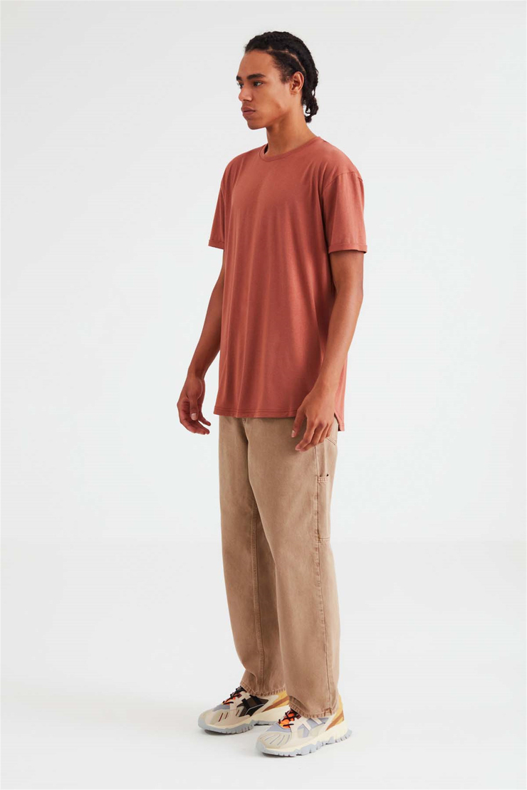 OSCAR Örme Comfort Fit Kiremit Rengi  T-Shirt