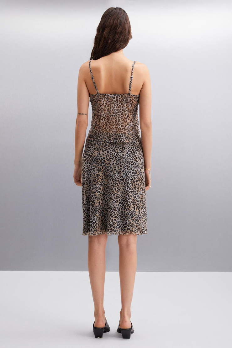 OUNAI Slim Slim Leopar Desenli Tekli Bluz