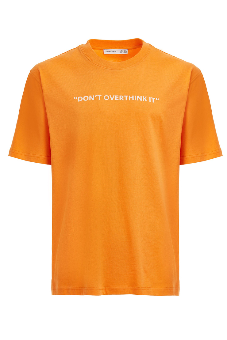 OVERTHINK Erkek Turuncu Baskılı Yuvarlak Yaka Regular Fit T-Shirt
