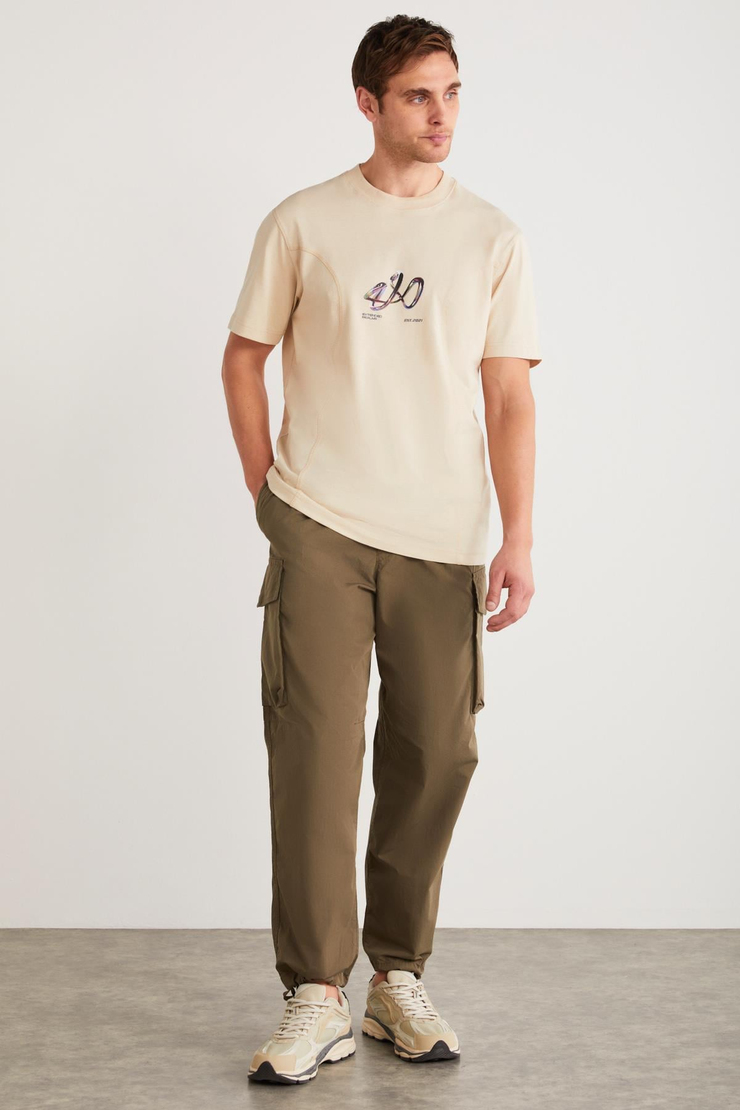 PABLO Basic Regular Bej Tekli T-Shirt