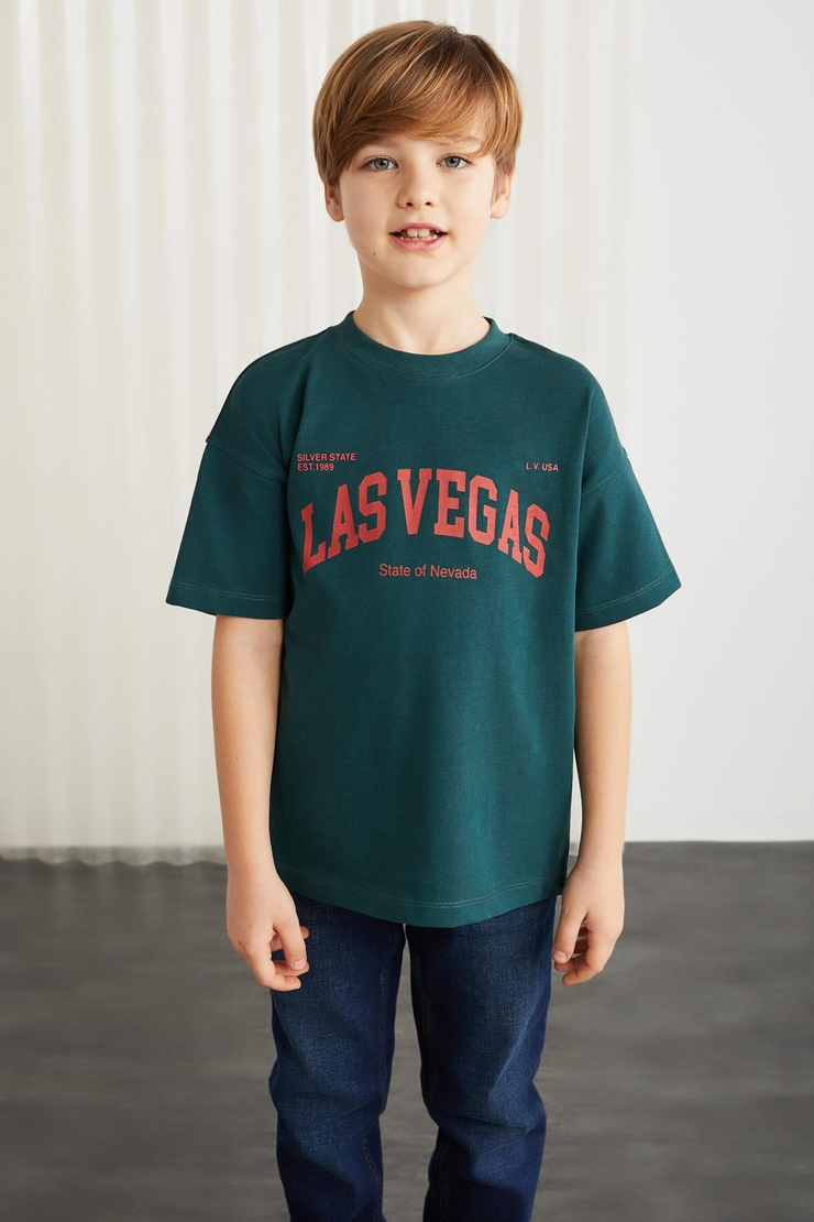 PADDY  Relaxed Petrol Yeşili Tekli T-Shirt