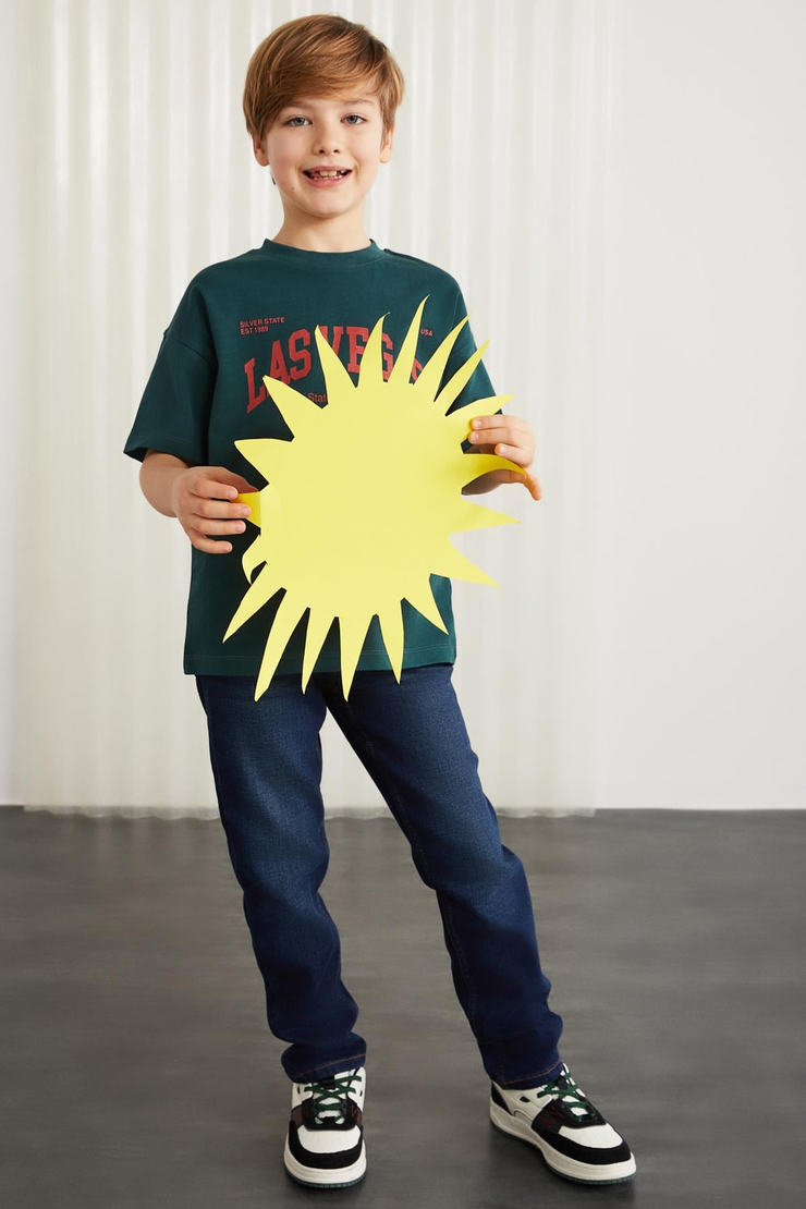 PADDY  Relaxed Petrol Yeşili Tekli T-Shirt