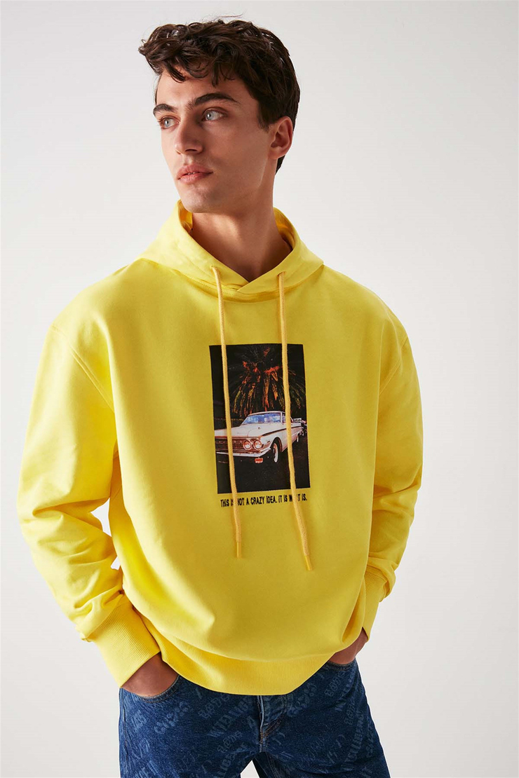 PALM Örme Oversize Sarı  Sweatshirt