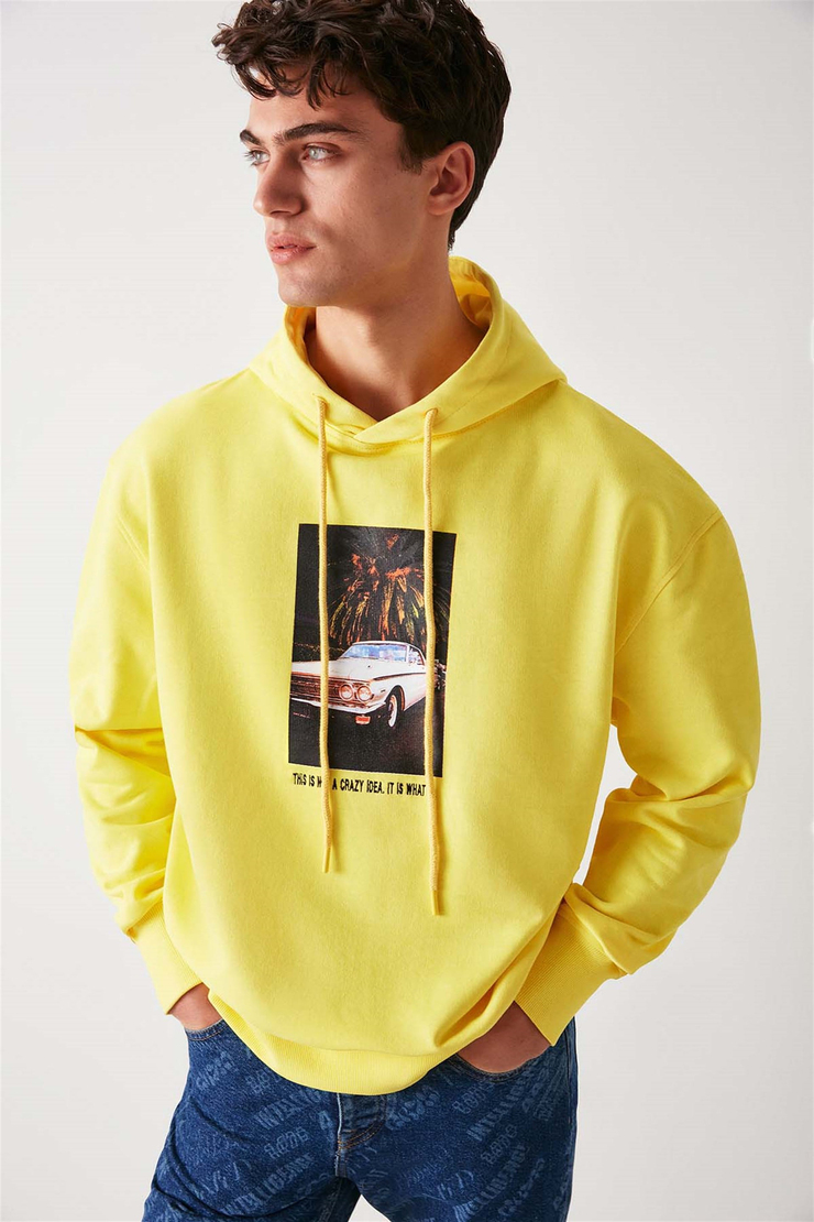 PALM Örme Oversize Sarı  Sweatshirt