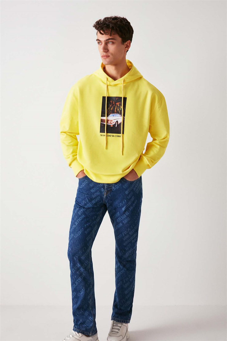 PALM Örme Oversize Sarı  Sweatshirt