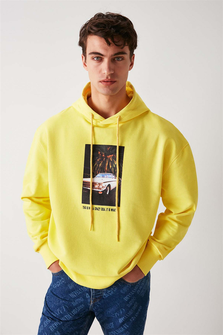 PALM Örme Oversize Sarı  Sweatshirt