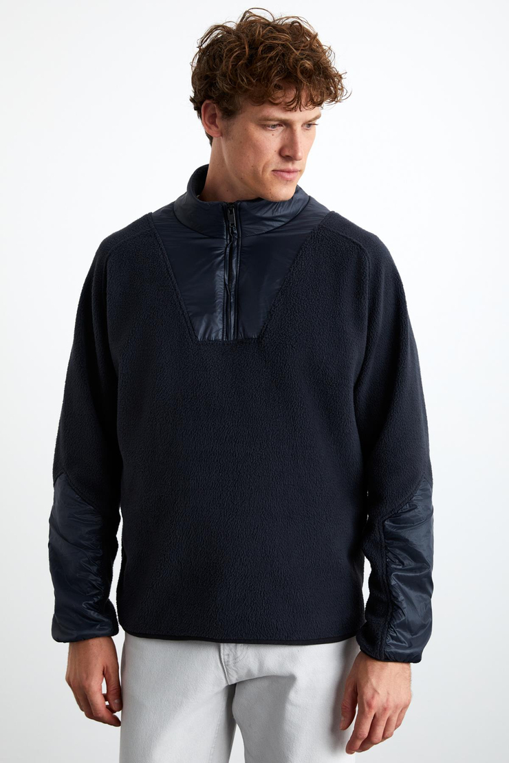 PANKRAZ Erkek Polarlı Lacivert Sweatshirt