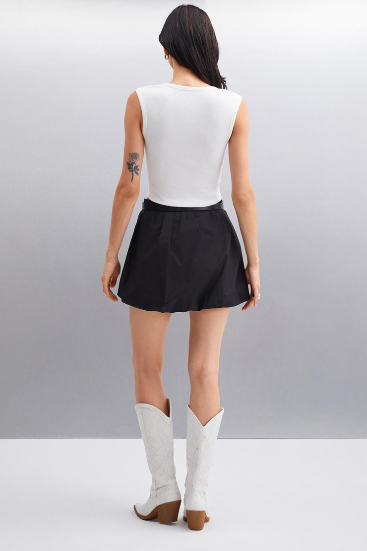 PAOLINA Crop Crop Ekru Tekli Bluz