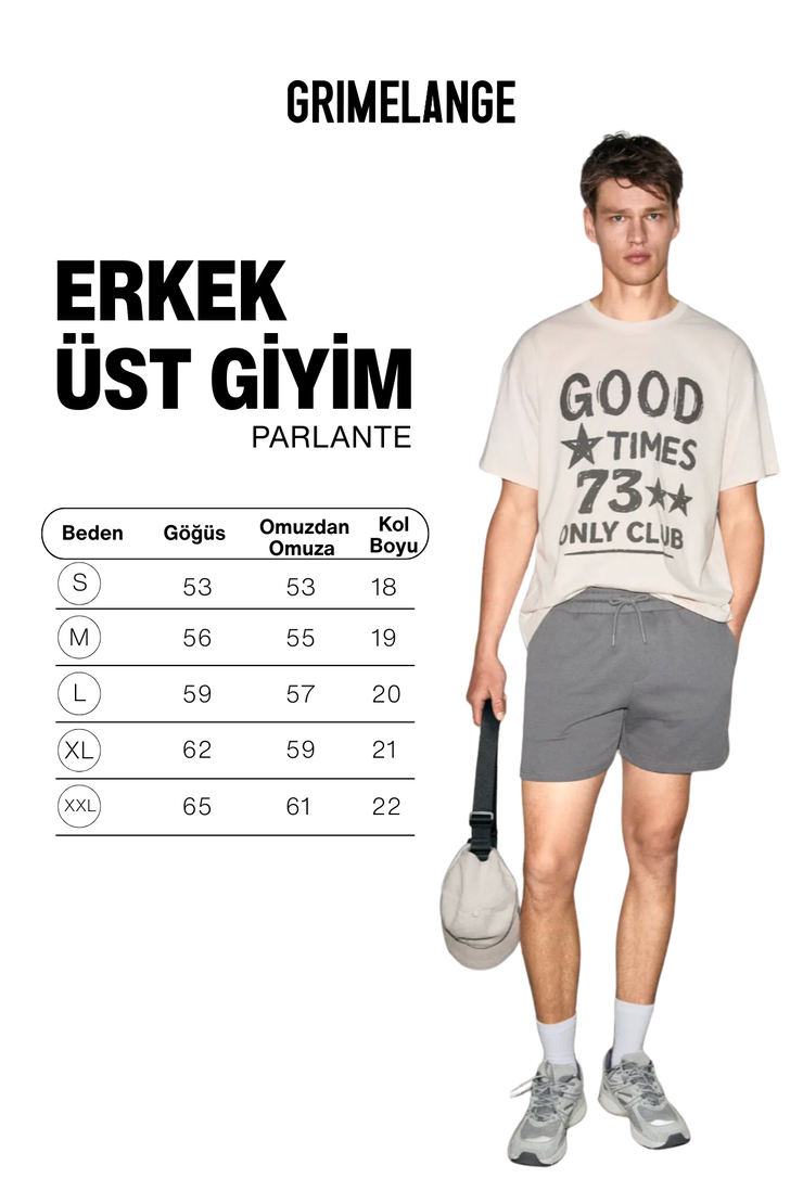 PARLANTE Erkek %100 Organik Pamuklu Yuvarlak Yakalı Baskı Detaylı Vanilya T-Shirt