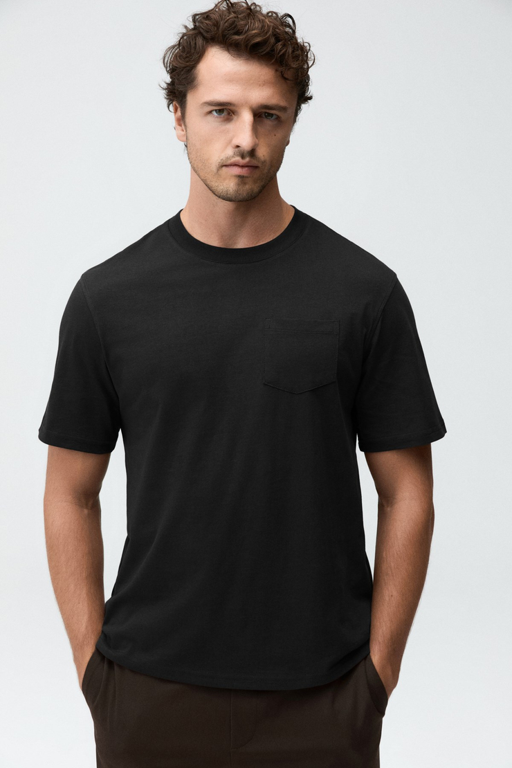 PASCO Erkek Cepli Kısa Kollu Siyah T-Shirt