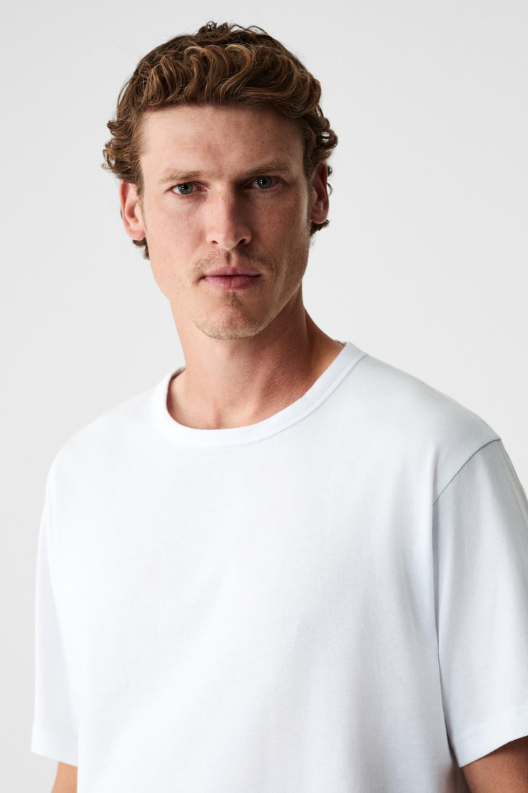 PELTZ Erkek Relaxed Bisiklet Yaka Kısa Kollu Beyaz T-Shirt