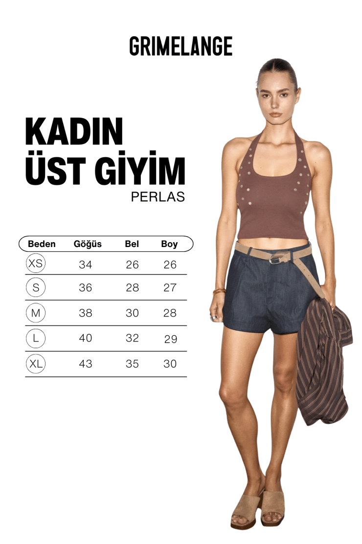 PERLAS Kadın Yumuşak Ve Esnek Kumaşlı Düğme Detaylı Slim Fit Kahverengi Bluz