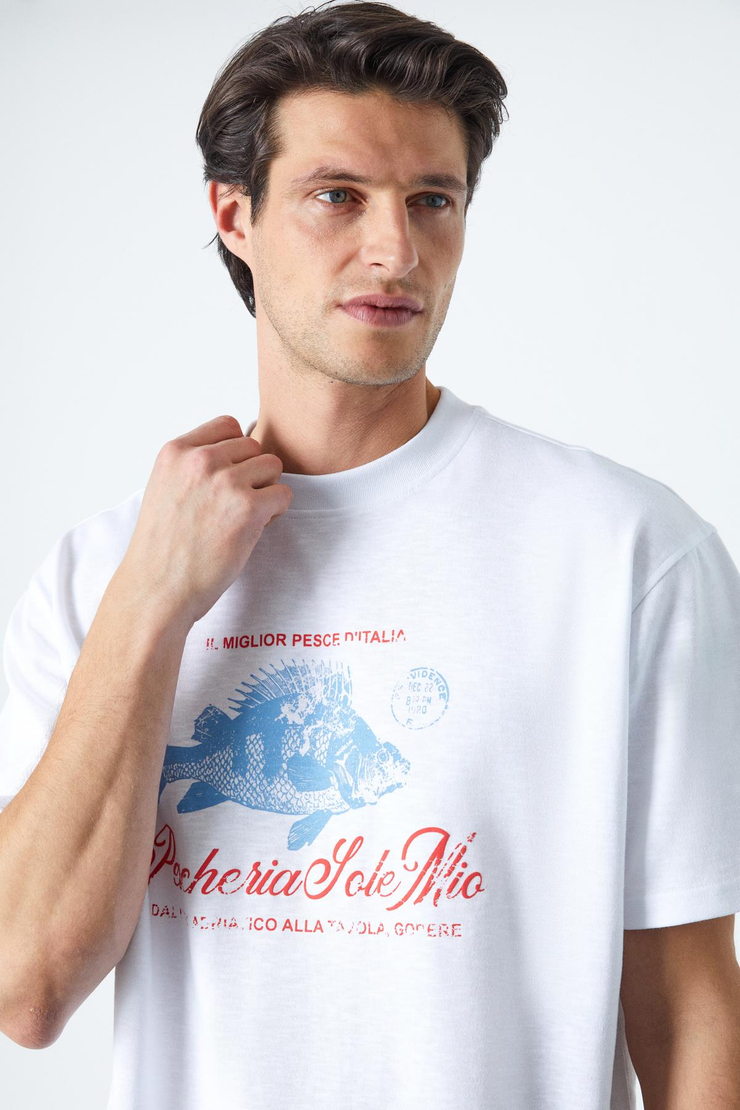 PESCHERIA Erkek Regular Fit Beyaz T-Shirt