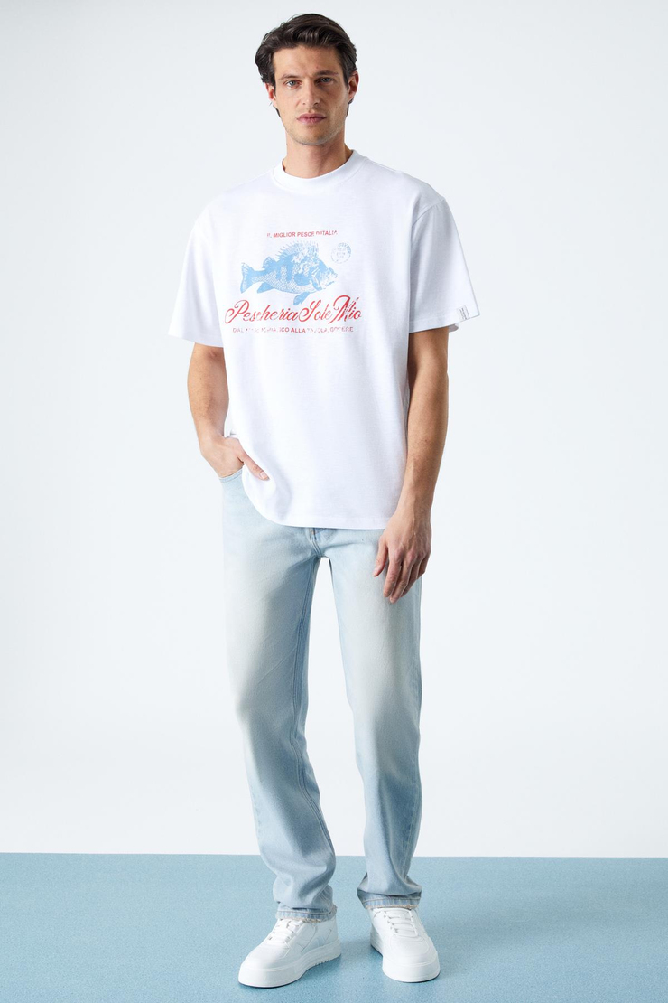 PESCHERIA Erkek Regular Fit Beyaz T-Shirt