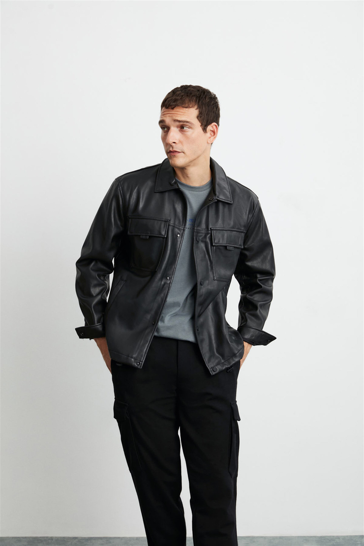 PETER Erkek Gri Baskılı Yuvarlak Yaka Oversize T-Shirt