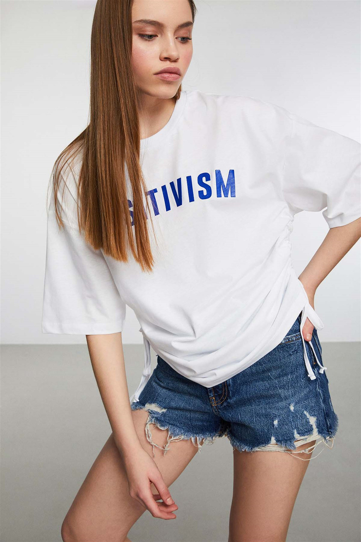 PIECE Örme Oversize Lacivert  T-Shirt