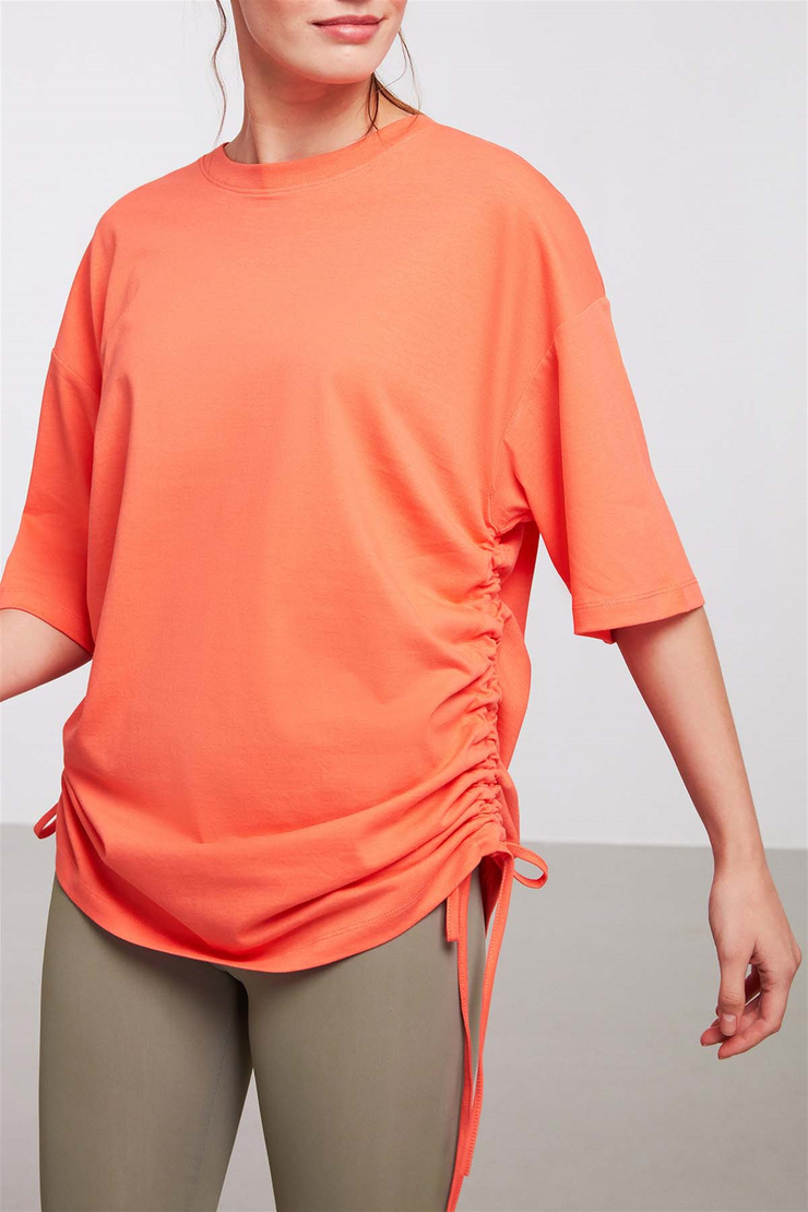 PIECE Örme Oversize Nar Çiçeği  T-Shirt