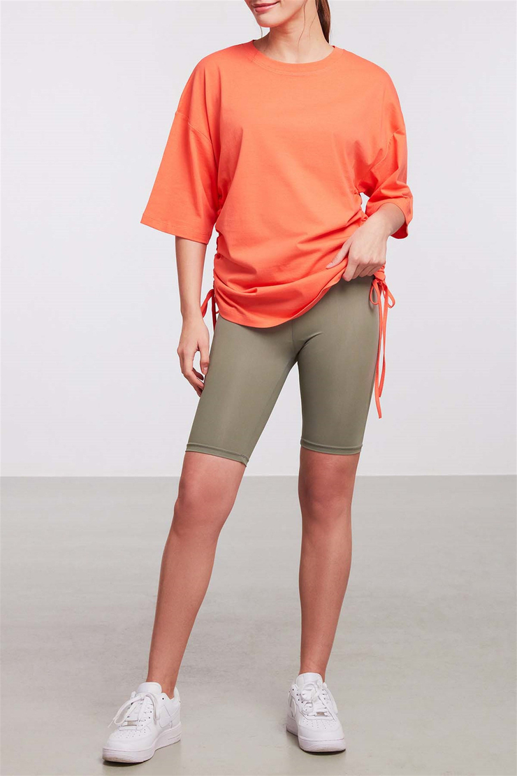 PIECE Örme Oversize Nar Çiçeği  T-Shirt