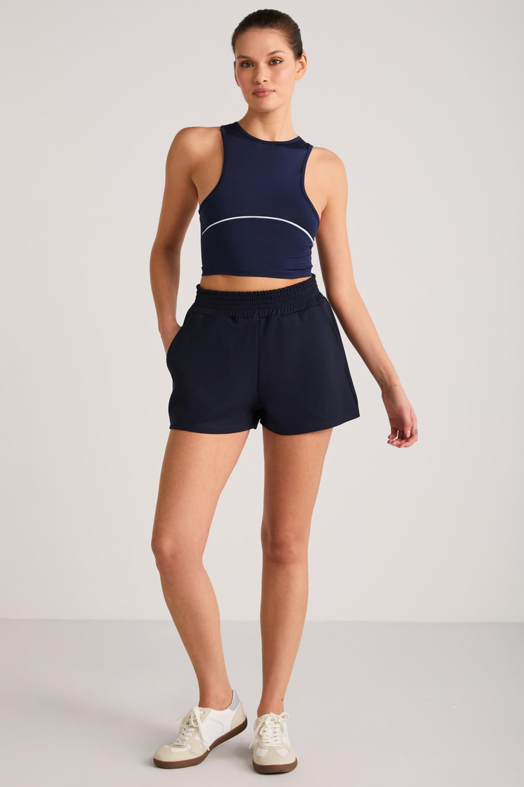 PIXIE  Relaxed Lacivert Tekli Şort