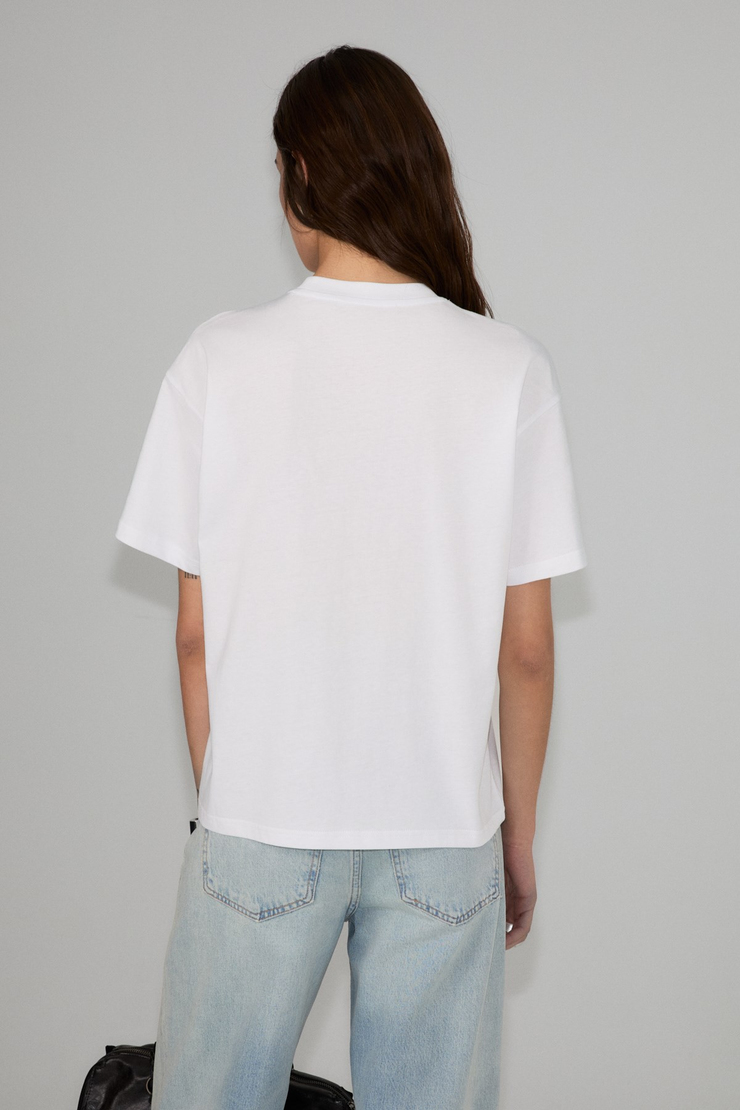 PLENE Kadın Yumuşak Ve Esnek Kumaşlı Organik Pamuklu Dünya Kupasına Özel Baskılı Beyaz T-Shirt