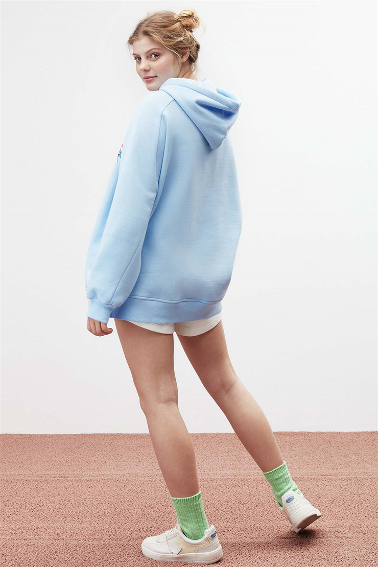 POLINIA Örme Comfort Fit Mavi  Sweatshirt