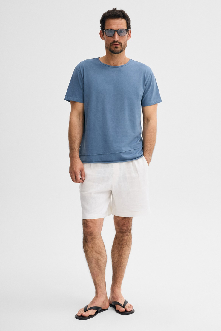 POREC Erkek %100 Organik Pamuklu Yuvarlak Yakalı Regular Fit İndigo T-Shirt