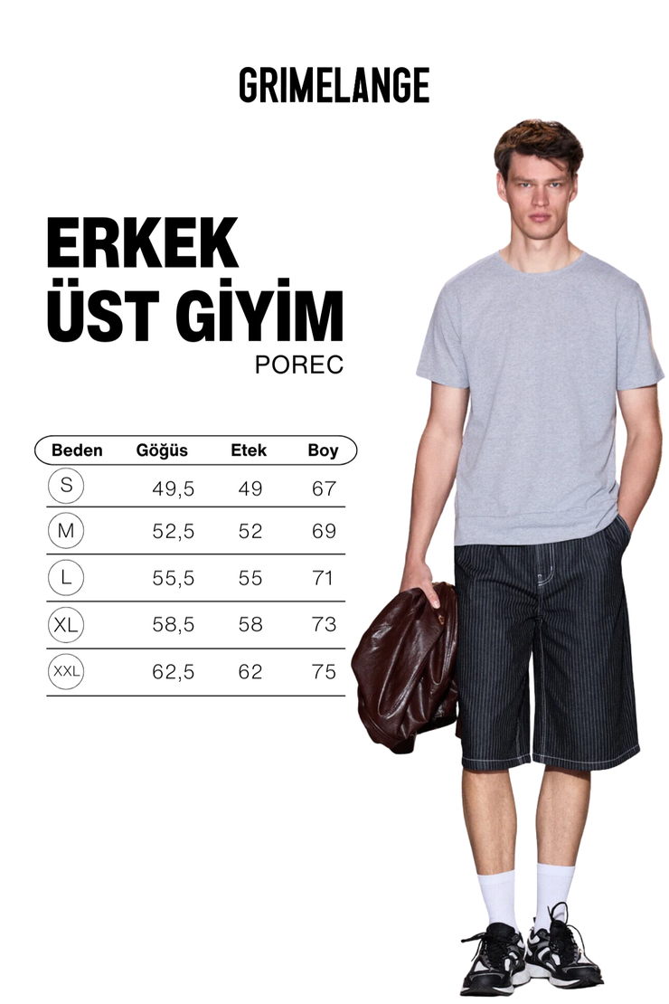POREC Erkek %100 Organik Pamuklu Yuvarlak Yakalı Regular Fit Grimelanj T-Shirt