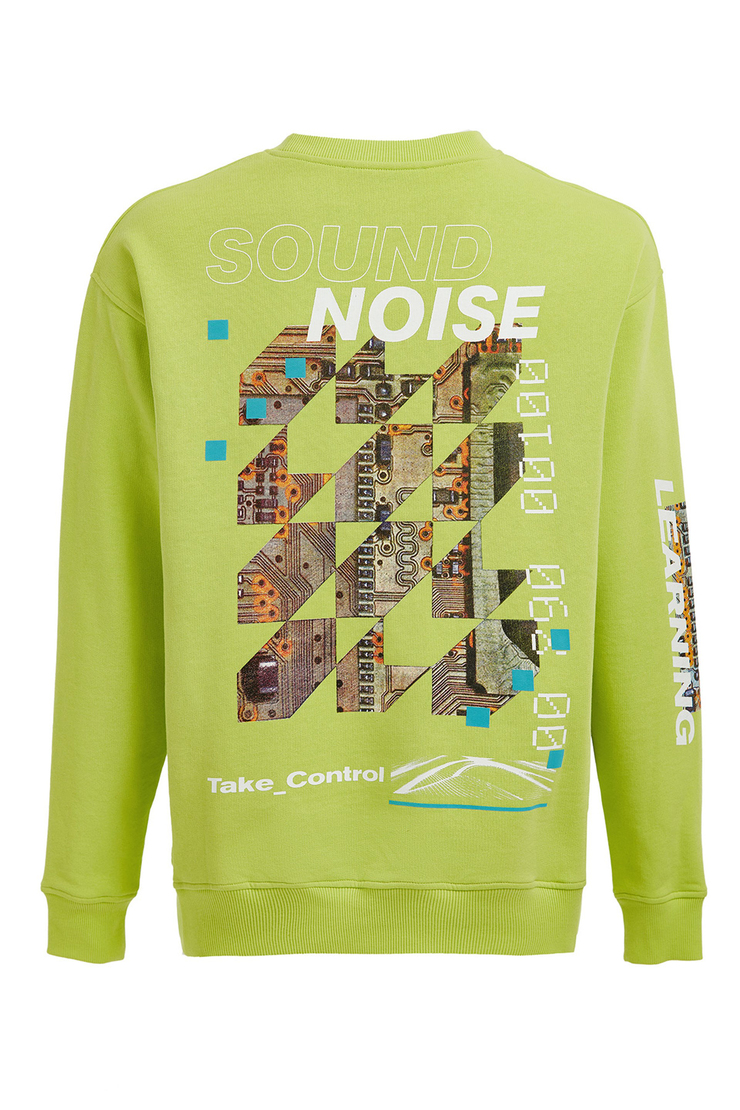 RAD Erkek Neon Yeşil Baskılı Yuvarlak Yaka Oversıze Sweatshirt