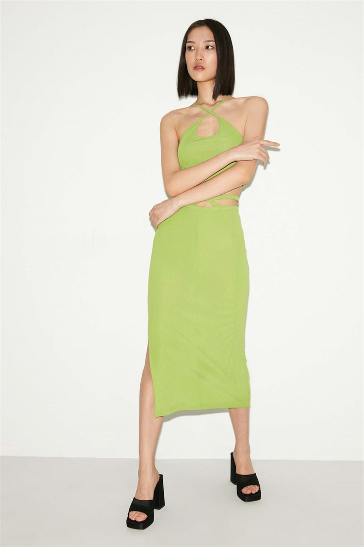 RAİSA Örme Slim Fit Yeşil  Bluz