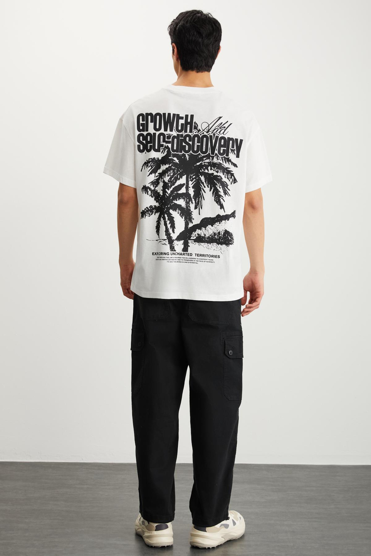 RAMADAN  Relaxed Ekru Tekli T-Shirt