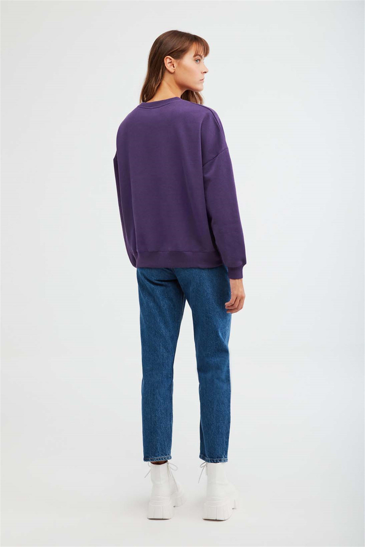RAMONA Örme Oversize Mor  Sweatshirt
