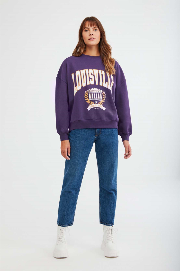 RAMONA Örme Oversize Mor  Sweatshirt