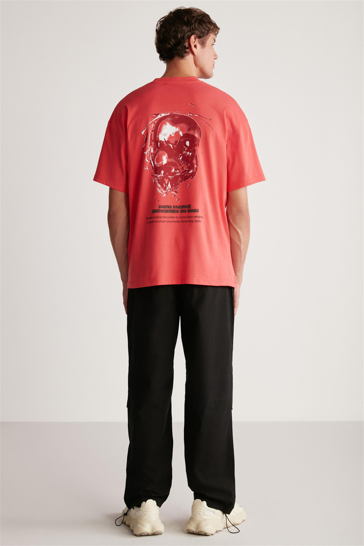 RAPHAEL Örme Oversize Kırmızı Tekli T-Shirt
