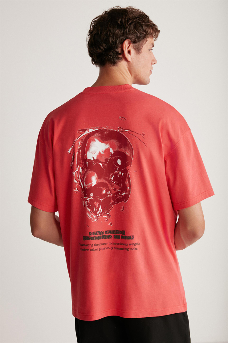 RAPHAEL Örme Oversize Kırmızı Tekli T-Shirt