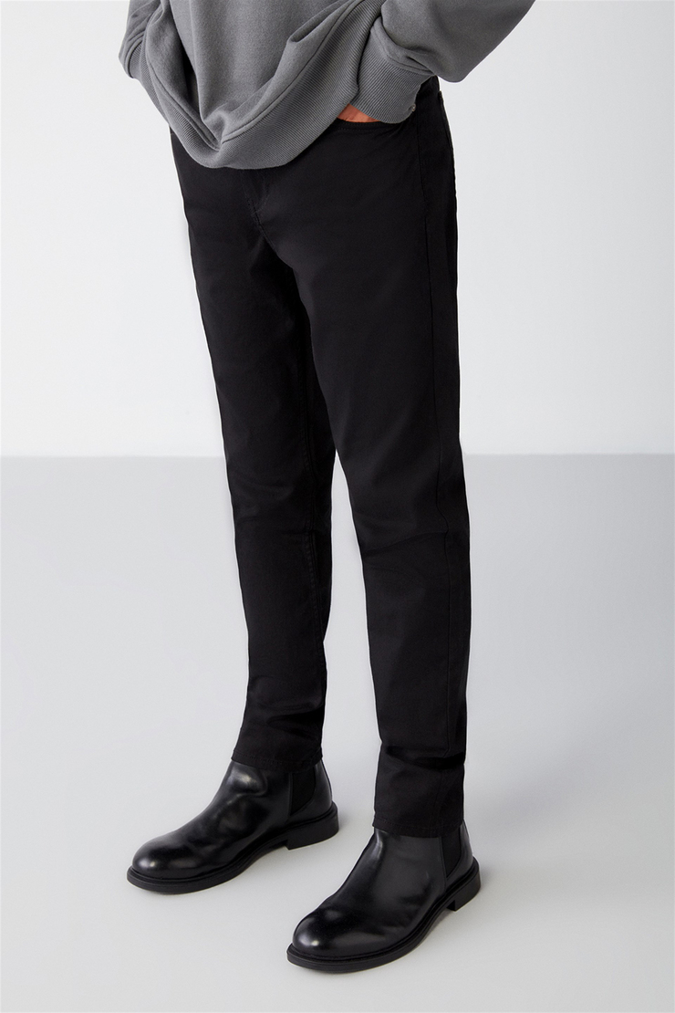 RAVES Dokuma Slim Fit Siyah  Pantolon