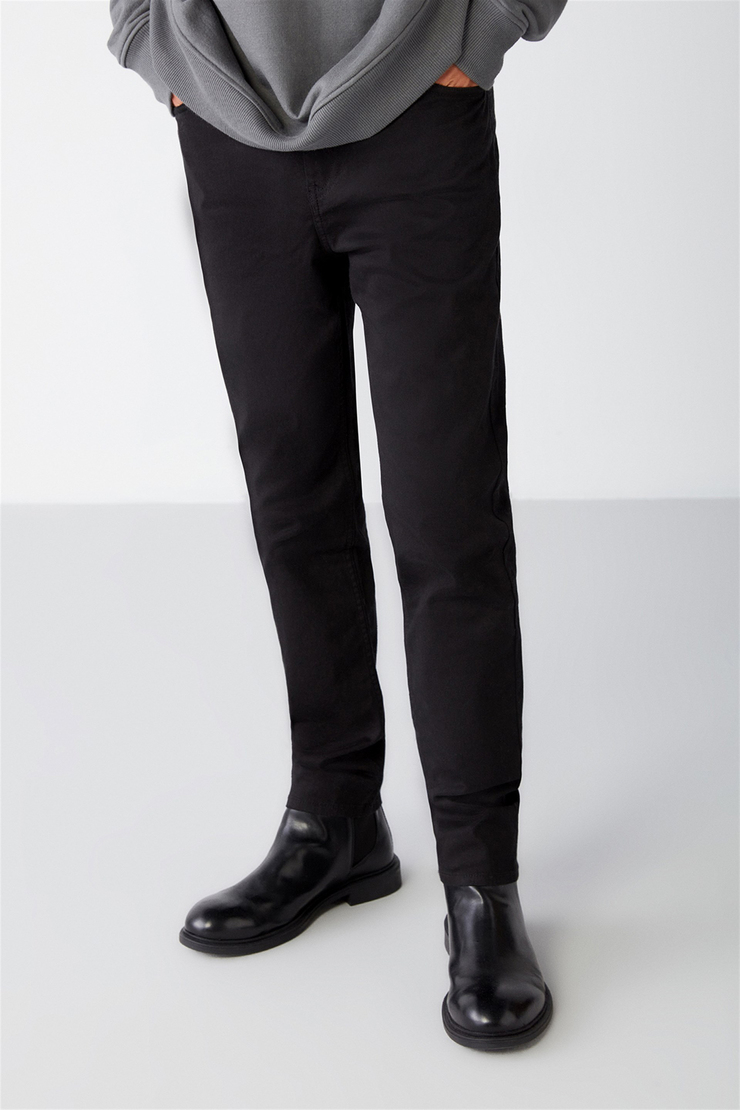 RAVES Dokuma Slim Fit Siyah  Pantolon