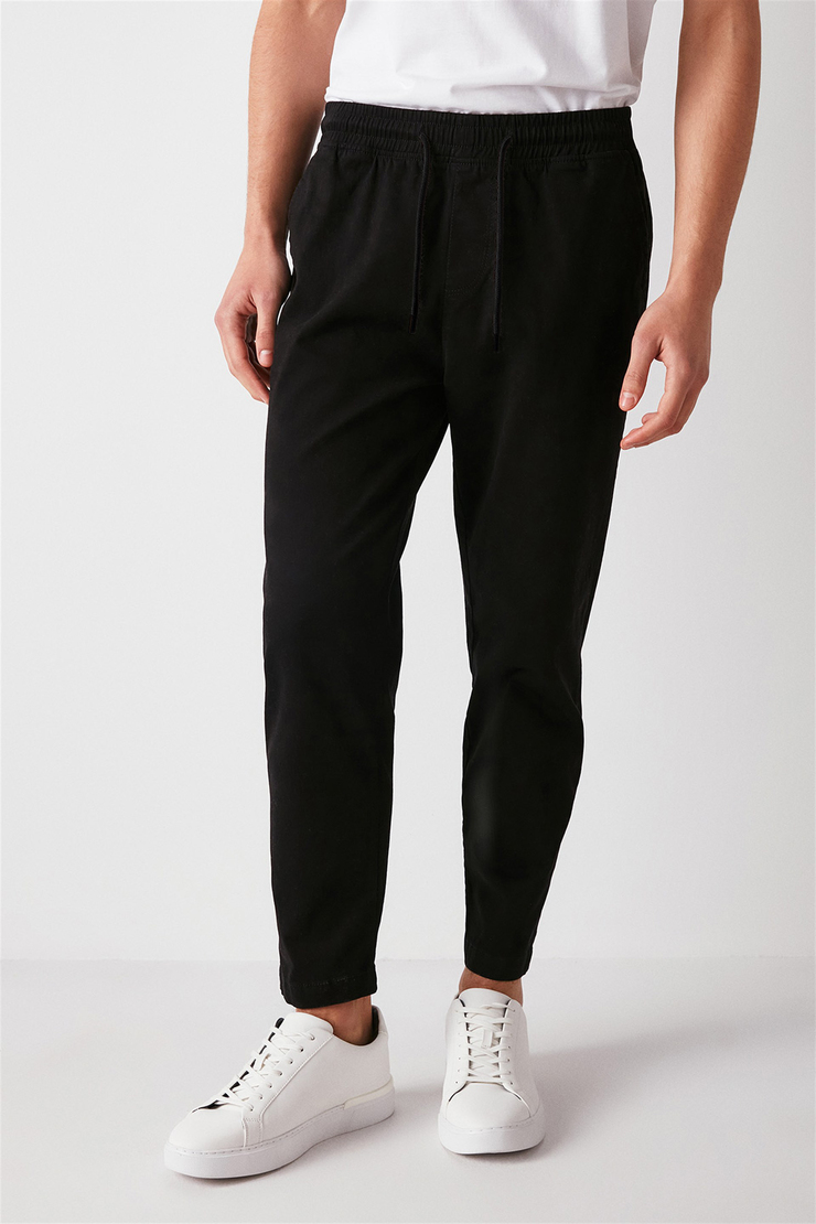 REESE Dokuma Relaxed Fit Siyah  Pantolon
