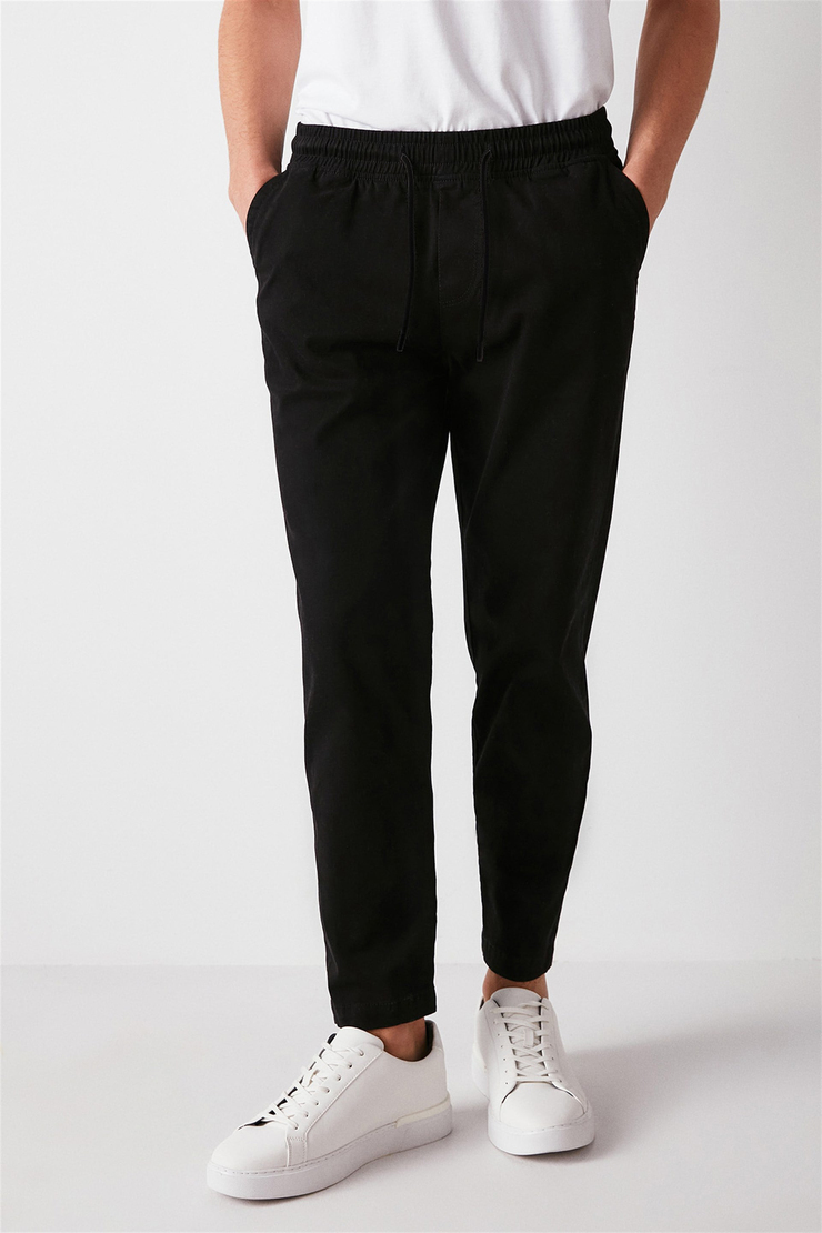 REESE Dokuma Relaxed Fit Siyah  Pantolon