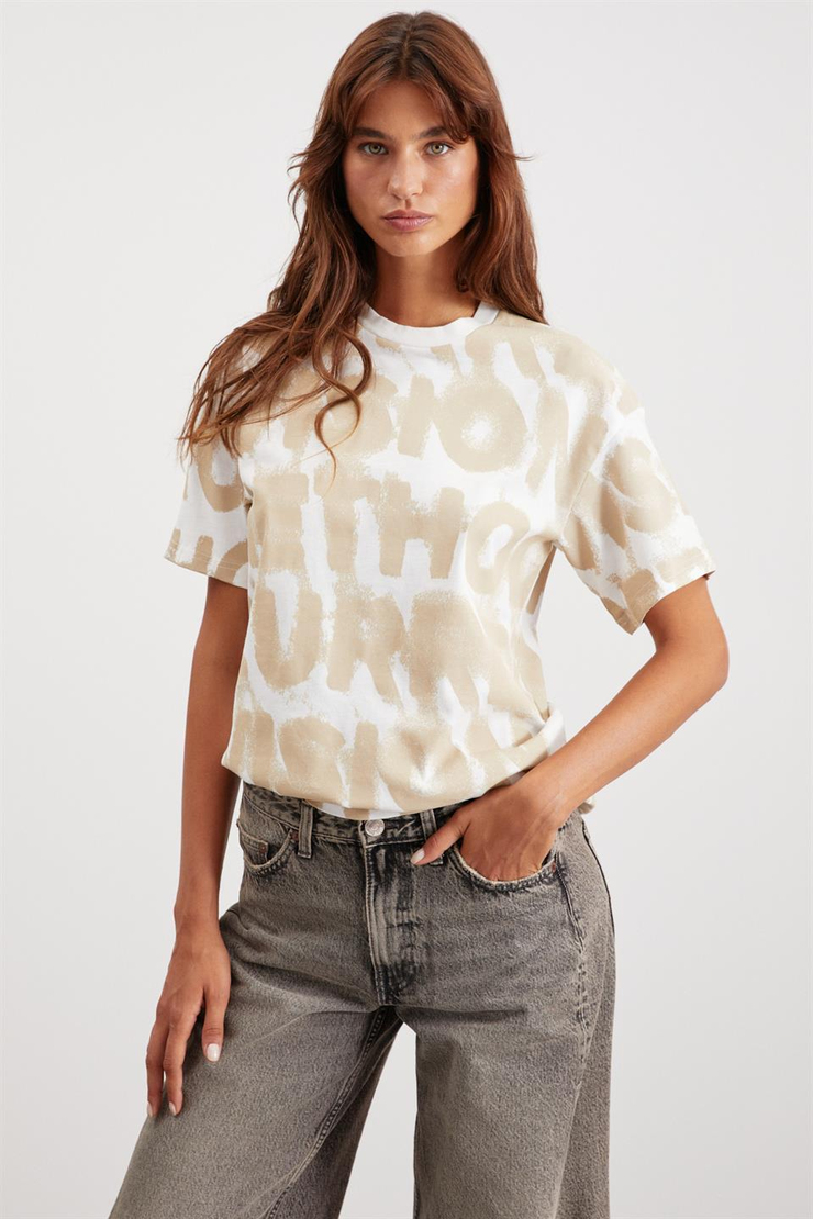 REGİNA Örme Relaxed Ekru  T-Shirt