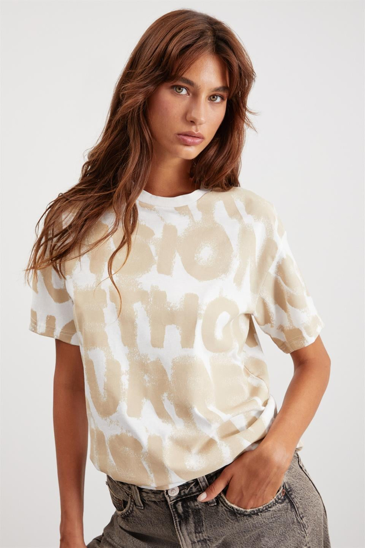REGİNA Örme Relaxed Ekru  T-Shirt