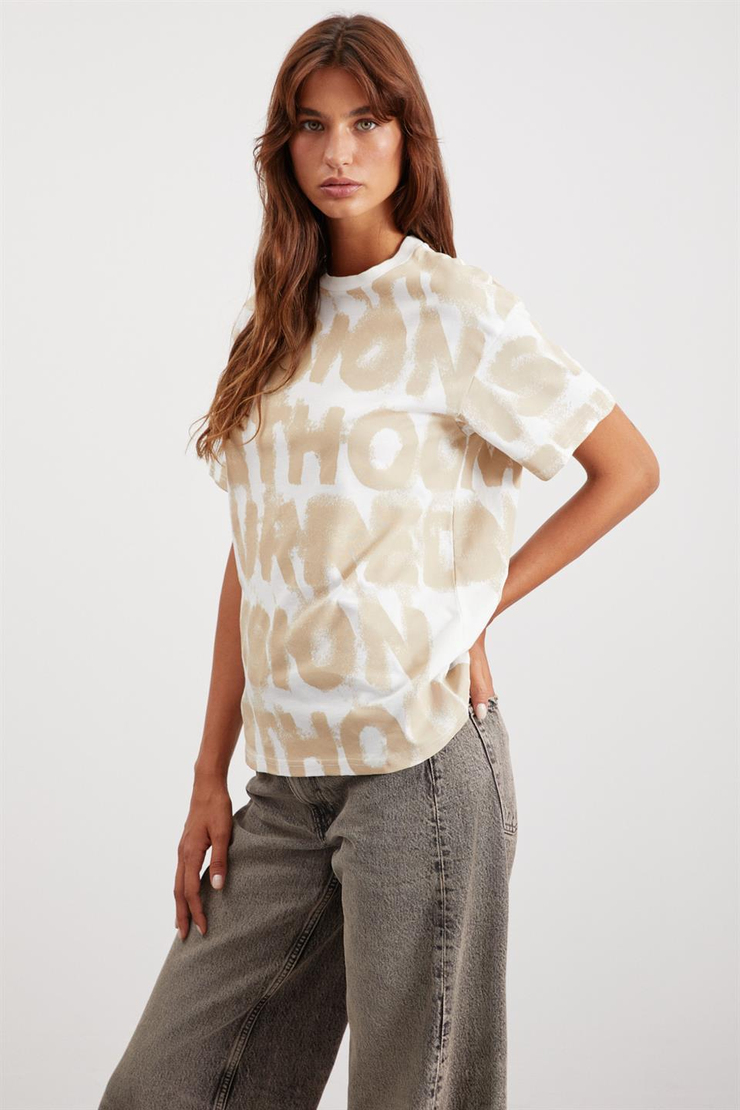 REGİNA Örme Relaxed Ekru  T-Shirt