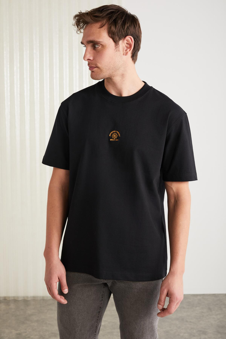 REMO Basic Regular Siyah Tekli T-Shirt