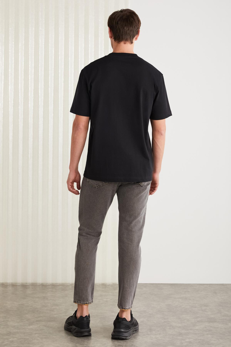 REMO Basic Regular Siyah Tekli T-Shirt